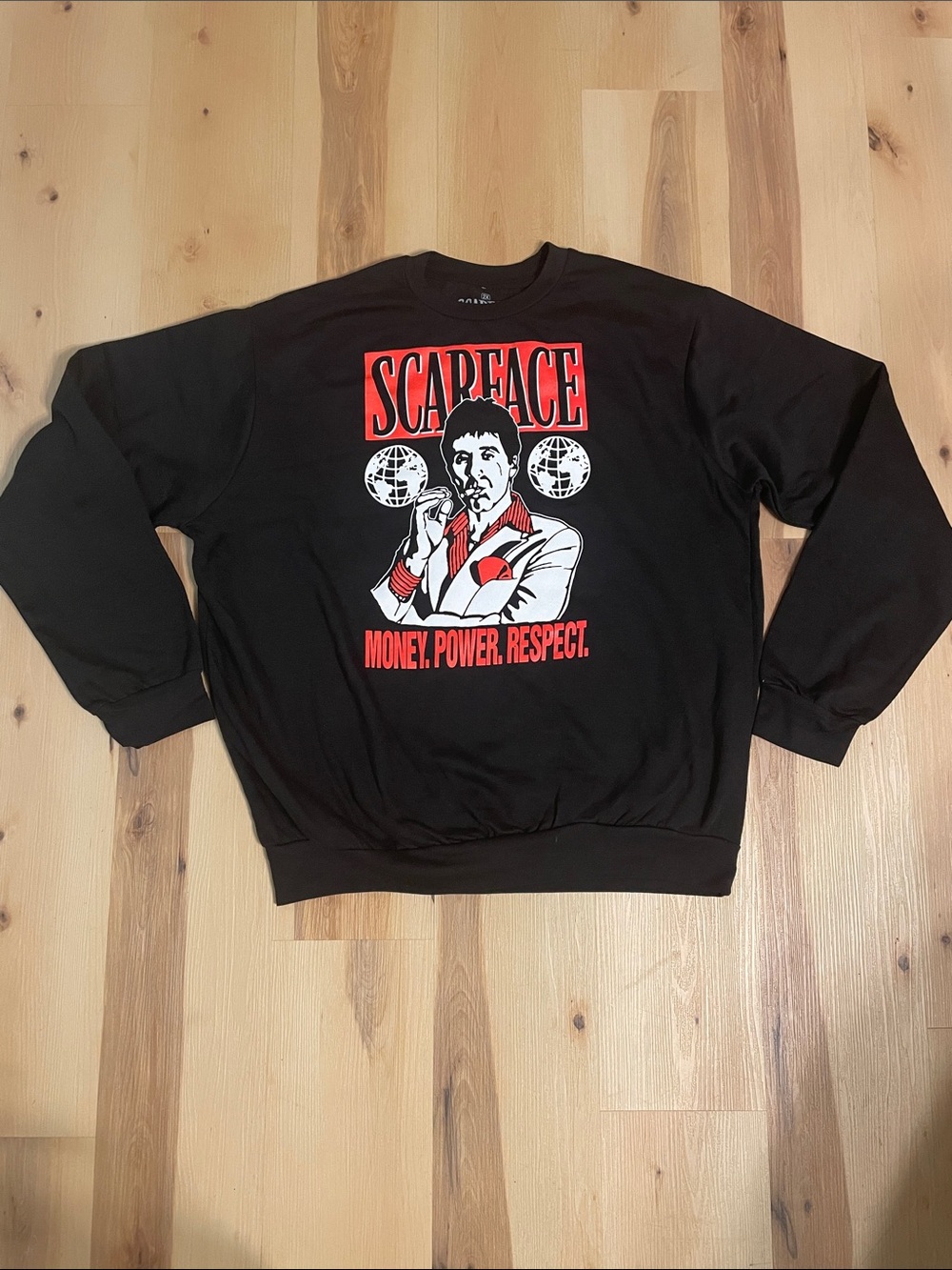 Scarface Graphic Black Crewneck Sweatshirt - Money. Power. Respect.